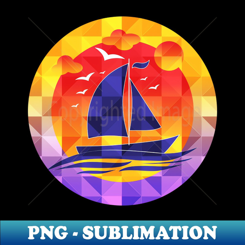 QV-34393_Sunset Sailing Boat On Triangulated 9678.jpg