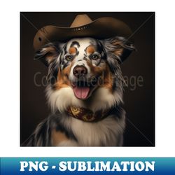 cowboy dog - australian shepherd - instant png sublimation download - defying the norms