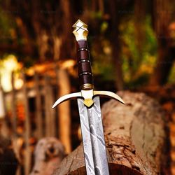 custom handmade Damascus steel Viking swords personalization swords with leather sheath