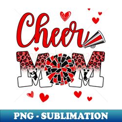 cheer mom red black white leopard letters cheer pom poms - png transparent sublimation file - stunning sublimation graphics