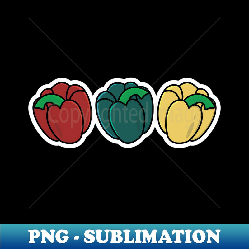 TK-16390_Green Red Yellow Bell Pepper Vegetables Sticker vector illustration Food nature icon concept Garden fresh food vegetable bell pepper sticker design log