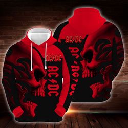 ac/dc hard rock skull 3d printed hoodie/zipper hoodie