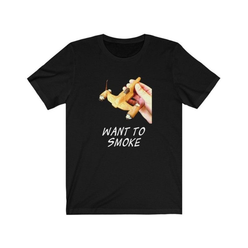 Want to Smoke Unisex Want Short Sleeve Tee, Stoner Pothead Cannabis Tee, Marijuana Get High Smoking Airplane Blunt T-shirt.jpg
