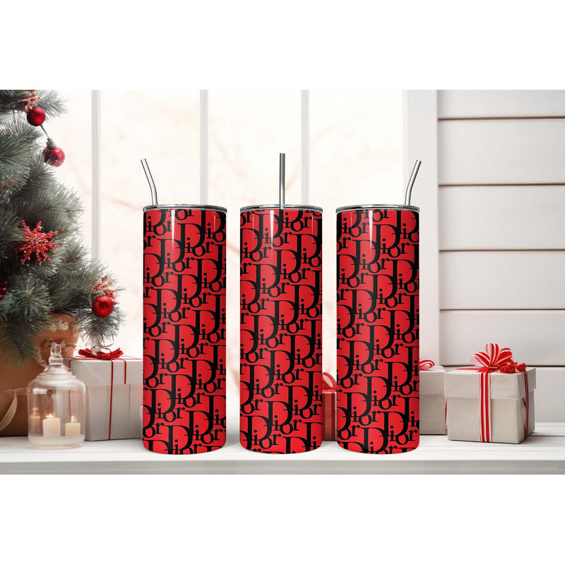 Dior tumbler wrap, Tumblers 20oz, Dior Tumbler, Black And Red Dior Tumbler.jpg