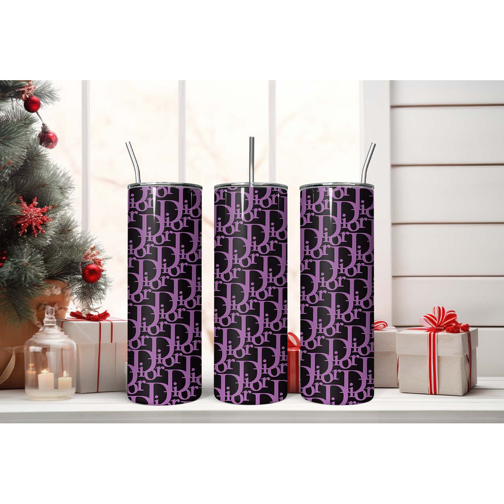 Dior tumbler wrap, Tumblers 20oz, Dior Tumbler, Black And Purple Dior Tumbler.jpg