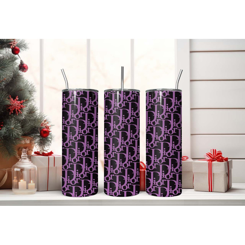 Dior tumbler wrap, Tumblers 20oz, Dior Tumbler, Black And Purple Dior Tumbler.jpg