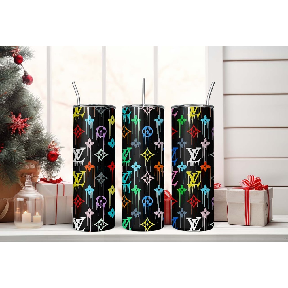 Louis vuitton tumbler wrap, Dripping rainbow logo LV Tumbler, Tumblers 20oz, LV Tumbler.jpg