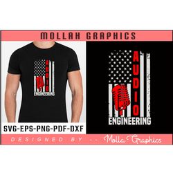 usa flag with audio engineering typography and t shirt design