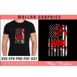 usa flag with audio engineering typography and t shirt design