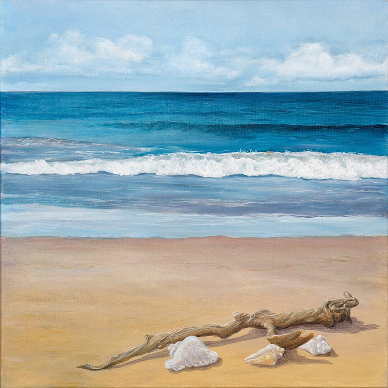 Atelier Benad Strandgut Original acrylic painting 90 x 90 cm seawatersummerbeachcanvasrealismdreamylandscapemodern art.jpg
