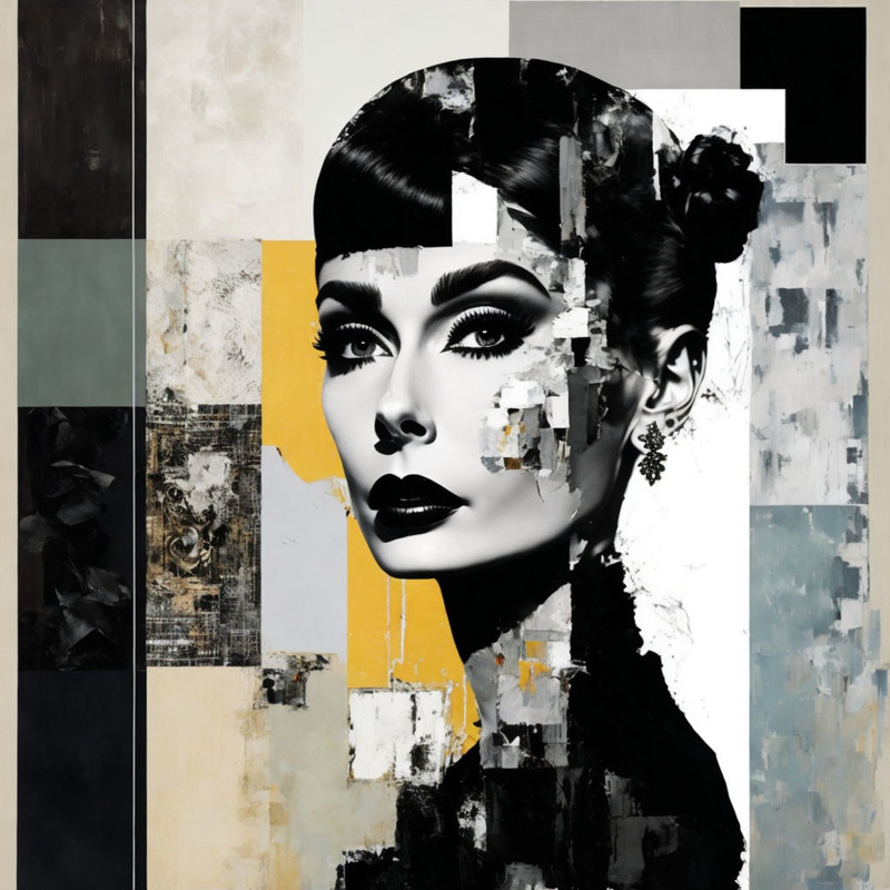 Audrey Hepburn Urban Collage Print Gallery Print Acrylic Glass Pop Art up to 150 x 150 cm Canvas PrintAbstractModern ArtArt Frame Black.jpg