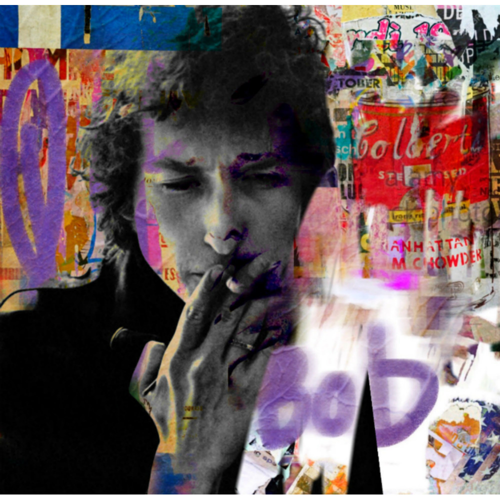 Homage Bob Dylan collage up to 80 x 80 cm canvas printposter paperrock musicsingerpop musicalu dibondsilver aluminumpop artstreet art.jpg