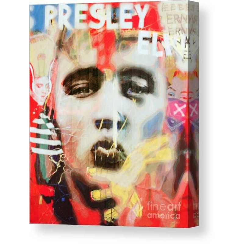 Homage motif Elvis Presley Dadaism Special feature canvas with 5 cm thick stretcher framecolorscomicpop artprint.jpg