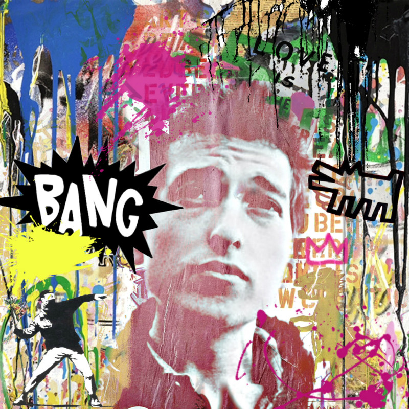Hommage Bob Dylan Punk Edition Banksy Art Mixed up to 80 x 80 cm Canvas PrintPoster PaperRock MusicAlu DibondSilverAluPop ArtStreet Art.jpg