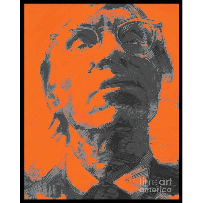Hommage Orange Andy Warhol Portrait Framed Black 3 D Floating Frame Print 75 x 100 cm Alu DibondClear Coat RefinedPop ArtPainting.jpg