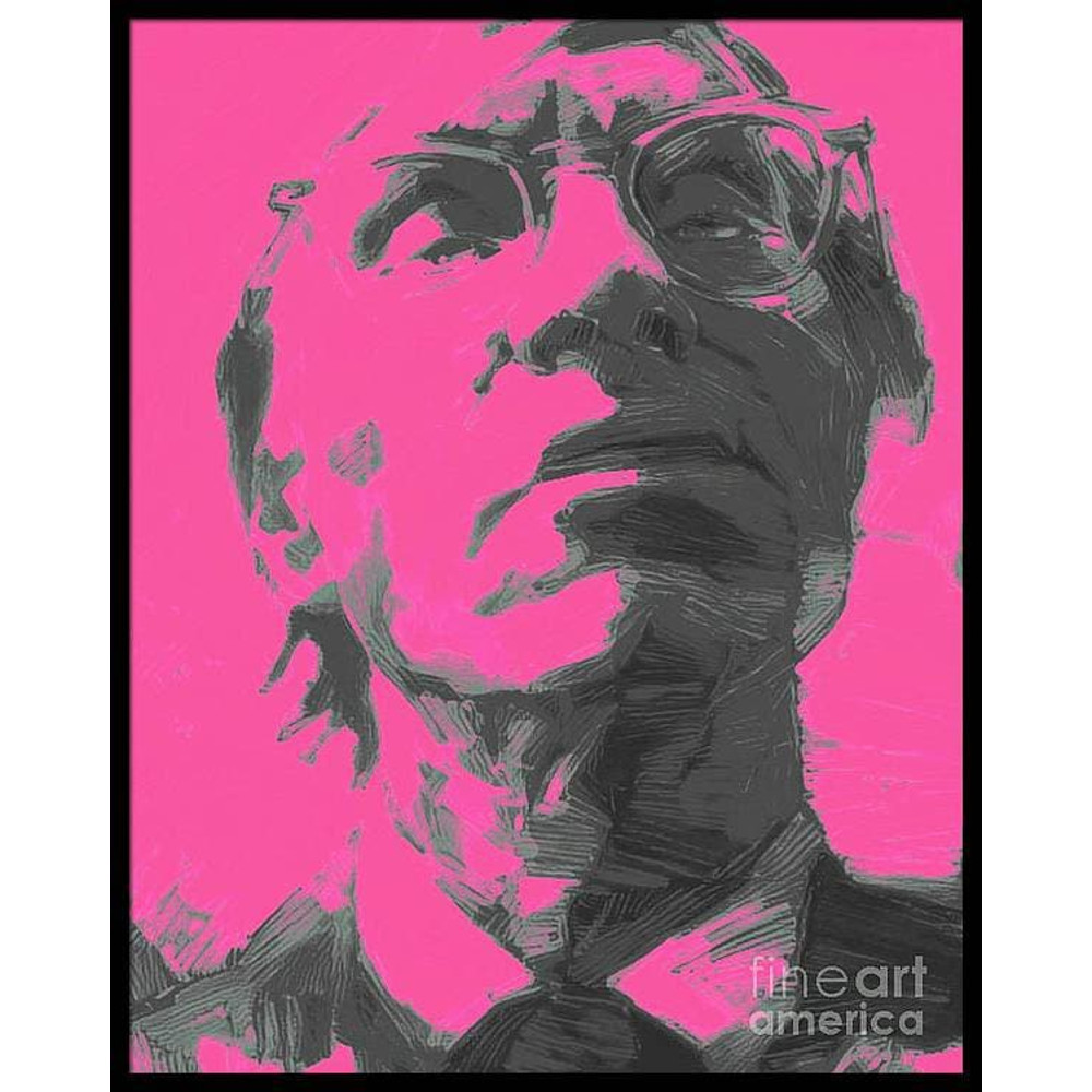 Hommage Pink Andy Warhol Portrait Framed Black 3 D Floating Frame Print 75 x 100 cm Alu DibondClear Coat RefinedPop ArtPaintingArt.jpg