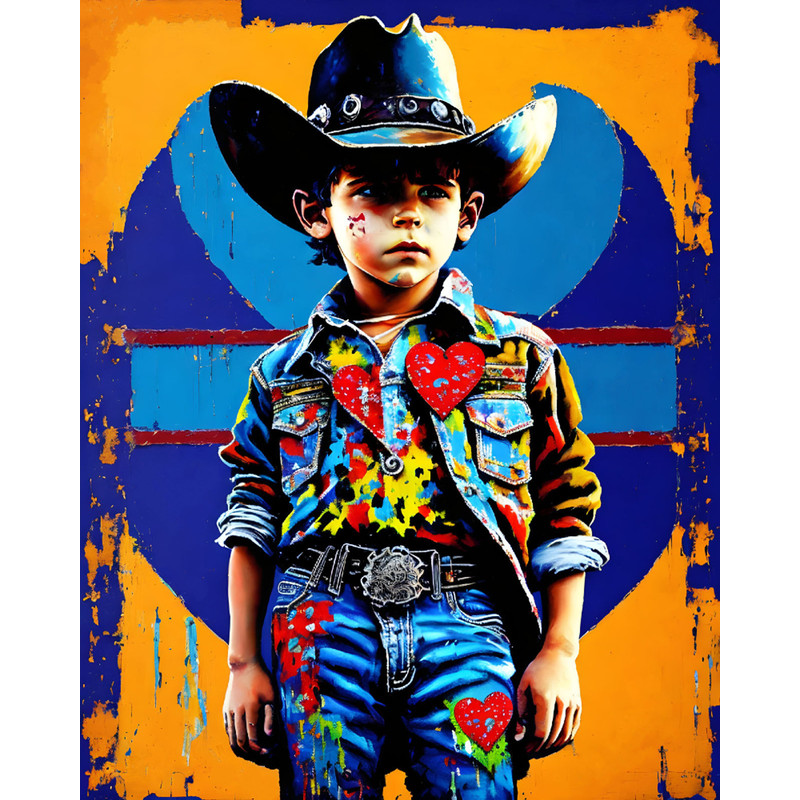Little Cowboy Boy with Heart Banksy Homage 40 x 60 cm Gallery PrintAcrylic GlassIncl Aluminum Back FrameStreet ArtPop ArtWesternVintageLove.jpg