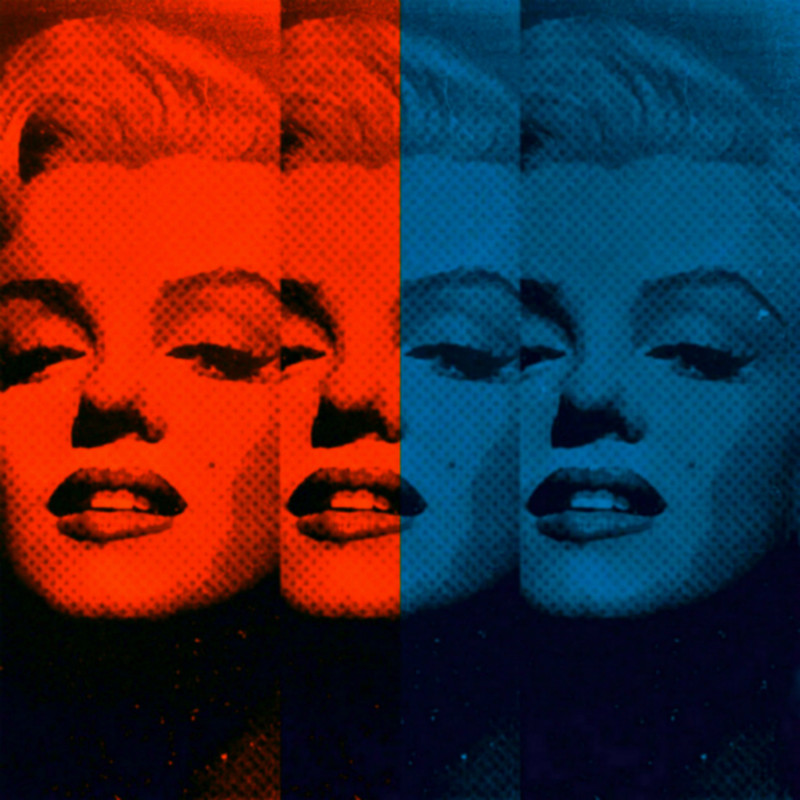 Marilyn Monroe Colors Orange Blue Pop Art Contemporary Art up to 80 x 80 cm Canvas PrintPoster PaperModern ArtAlu DibondSilverAluPortrait.jpg