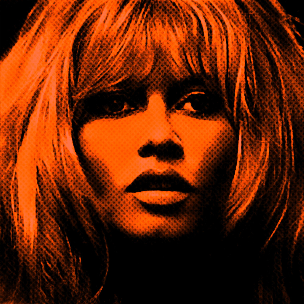 Motif Brigitte Bardot Neon Orange up to 150 x 150 cm ModelFashionPortraitCanvas PrintXXL PrintXXL FormatsAlu DibondSilverAluPop Art.jpg