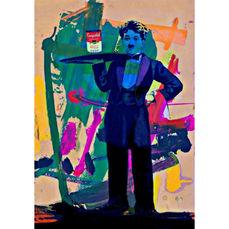 Motif Charlie Chaplin Street Art Campbell Abstract up to 150 x 150 cm Gallery PrintCanvas PrintXXL PrintXXL FormatsAlu DibondPop Art.jpg