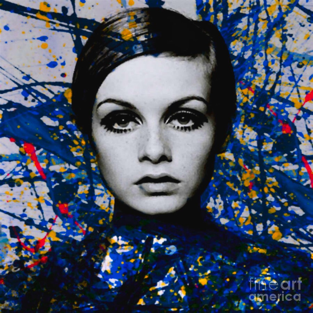 Motif Portrait Miss Twiggy Extreme Splash Blue Gallery Print Acrylic Glass Pop Art up to 150 x 150 cm Canvas PrintAbstractModernArt Frame White.jpg