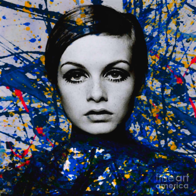 Motif Portrait Miss Twiggy Extreme Splash Blue Gallery Print Acrylic Glass Pop Art up to 150 x 150 cm Canvas PrintAbstractModernArt Frame White.jpg