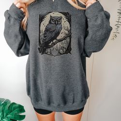 gothic tarot card owl sweatshirt dark academia shirt grunge cottage core aesthetic top streetwear dark academia graphi