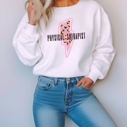 physical therapy sweatshirt, cheetah lightning bolt sweatshirt, pt fall sweatshirt, physical therapist shirt, physical t