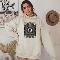 moon phase solar eclipse hoodie vintage lunar tarot card shirt celestial witch gothic sweater street wear top cute fash