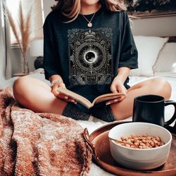 moon phase solar eclipse tshirt vintage lunar tarot card shirt celestial witch gothic tee street wear top fashion cott
