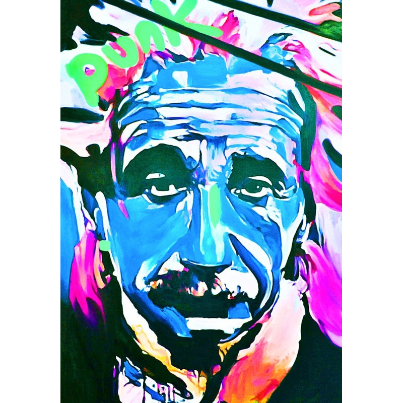 Albert Einstein Punk Blue Street Art Modern Art up to 75x100 Canvas PrintPoster PaperGraffitiTypographyXXL PrintPortraitPop Art.jpg