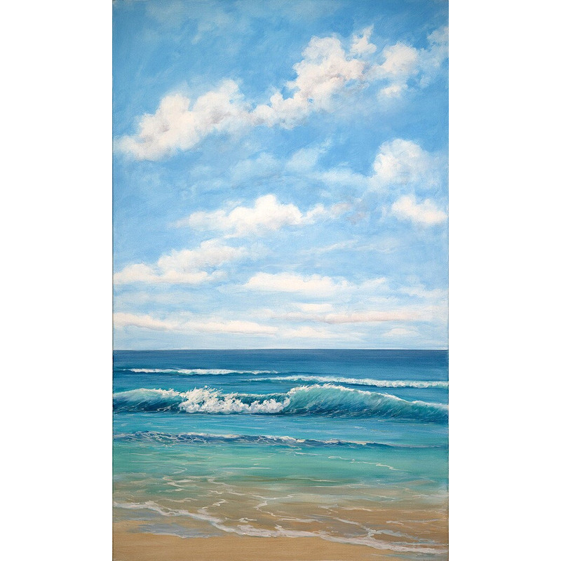 Atelier Benad Sky and Sea Original Acrylic Painting 90 x 150 cm SeaWaterSummerBeachCanvasRealismDreamyLandscapeModern Art.jpg