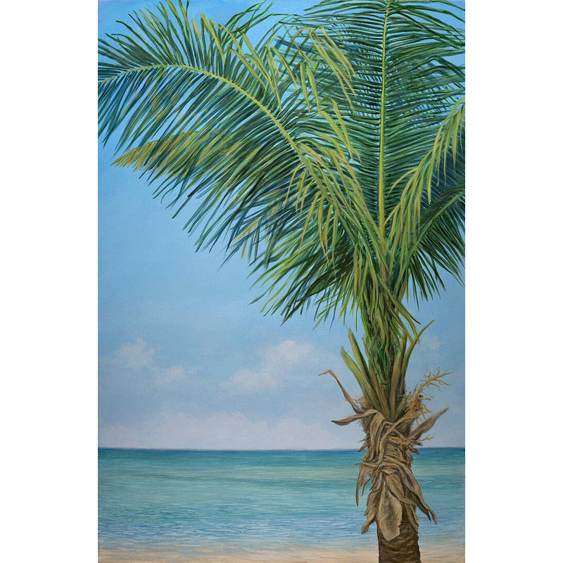 Atelier Benad Summer Power Palm Tree Beach Original Acrylic Painting 80 x 135 cm SeaWaterSummerBeachRealismDreamyLandscapeModern Art.jpg