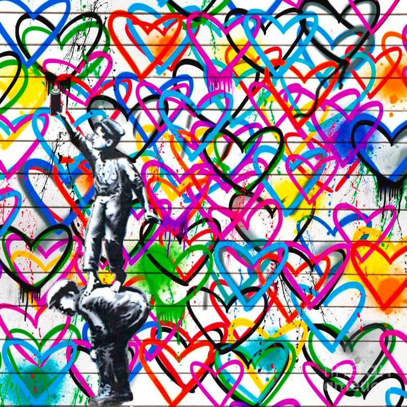 Banksy Homage We need Love Hearts Spray Can Print Gallery Print Acrylic Glass Pop Art up to 150x150 Canvas PrintStreet ArtGraffiti.jpg