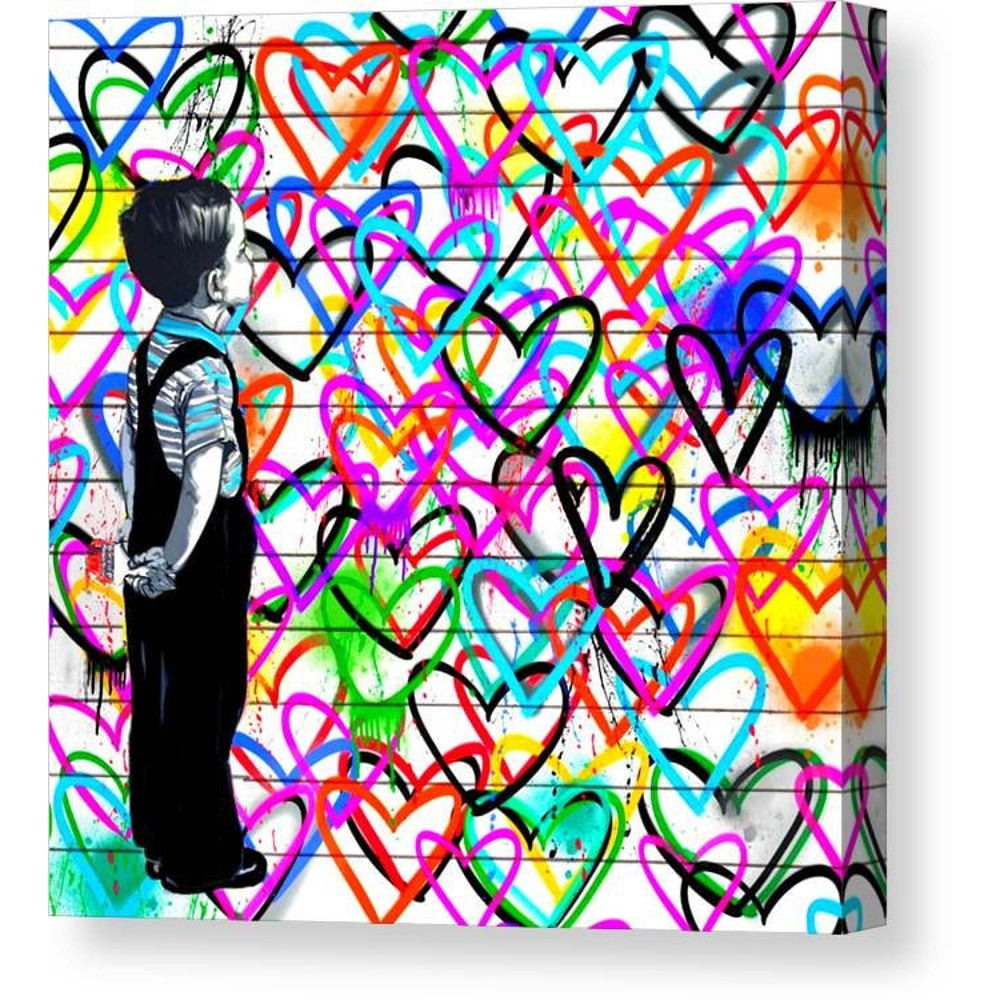 Homage motif Banksy Homage we need love Special feature canvas with 5 cm thick stretcher frameColorsModern ArtPop ArtPrint.jpg