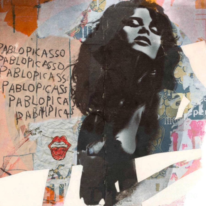 Homage Uschi Obermaier Striking Collage German Print Gallery Print Acrylic Glass Pop Art up to 150x150 Canvas PrintStreet Art.jpg