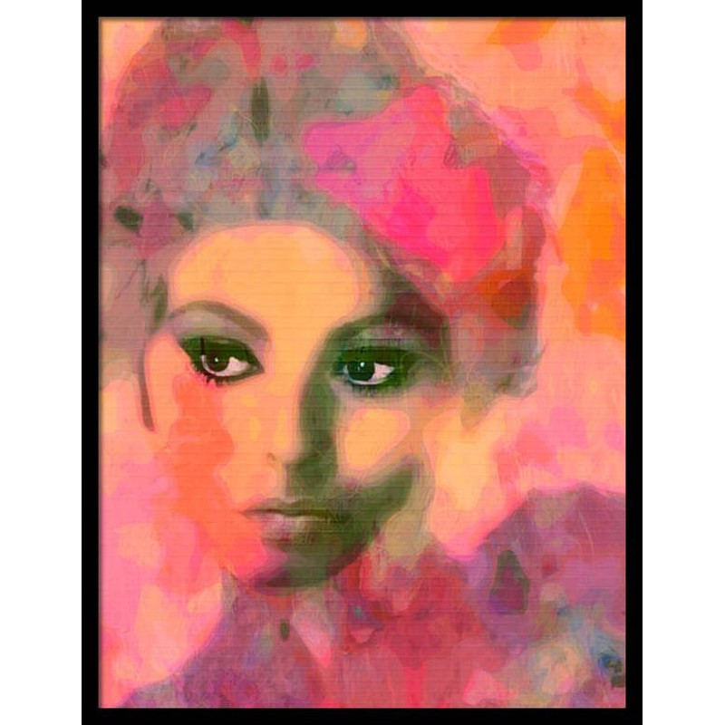 Hommage Apricot Sophie Loren Framed Black 3 D floating frame print 75 x 100 cm Alu Dibondclear lacquer finishedPop ArtItaly.jpg