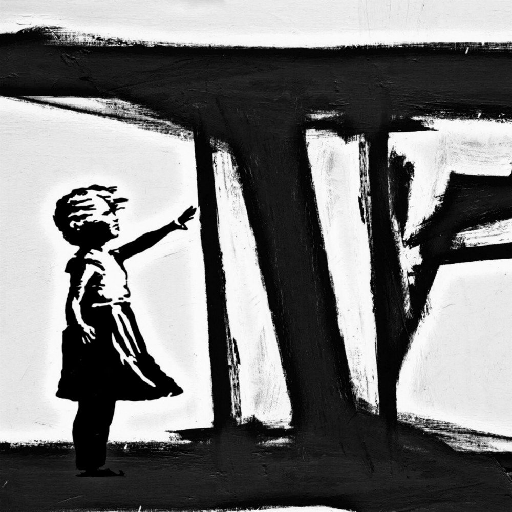 Hommage Banksy Girl with Balloon Expressionism 80 x 80 cm Canvas PrintPoster PaperMotivationColourfulAluDibondSilverAluPopArtBlackWhite.jpg