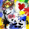Hommage Banksy Girl with Balloon Panda Love Street Art Modern Art 80 x 80 cm Canvas PrintPoster PaperColourfulAluDibondSilverAluPop Art.jpg