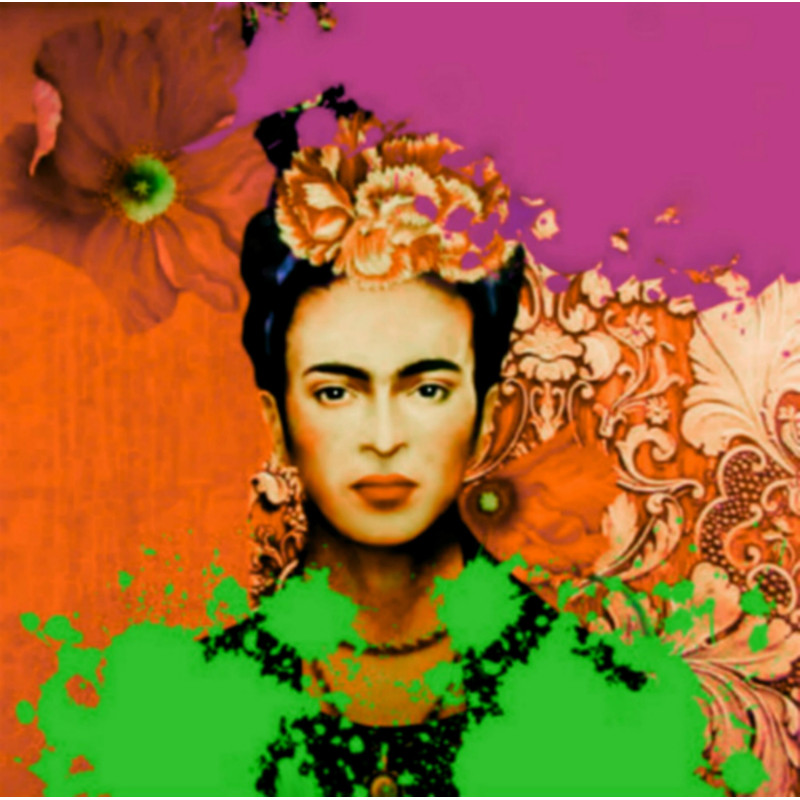 Hommage Frida Mexican artist splash up to 80 x 80 cm canvas printposter paperAlu DibondSilverAluPop ArtStreet Art.jpg