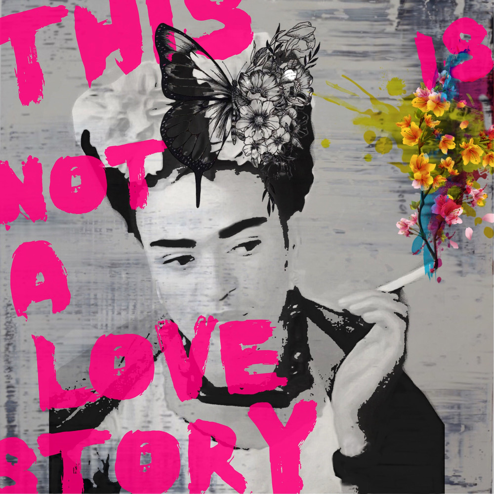 Hommage Frida This is not an love Soft Pink 80 x 80 cm Canvas PrintPoster PaperMotivationColourfulAluDibondSilverAluPop Art.jpg