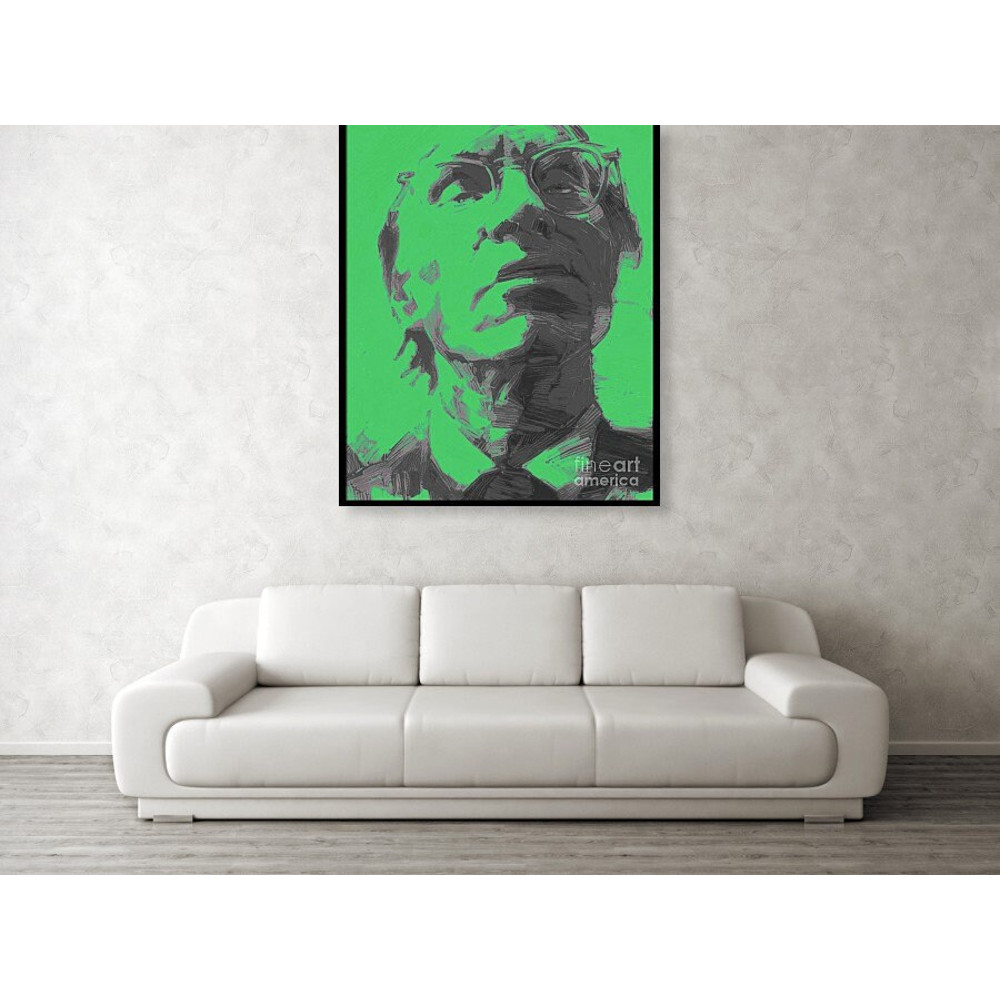 Hommage Green Andy Warhol Portrait Framed Black 3 D Floating Frame Print 75 x 100 cm Alu DibondClear Coat RefinedPop ArtPainting.jpg