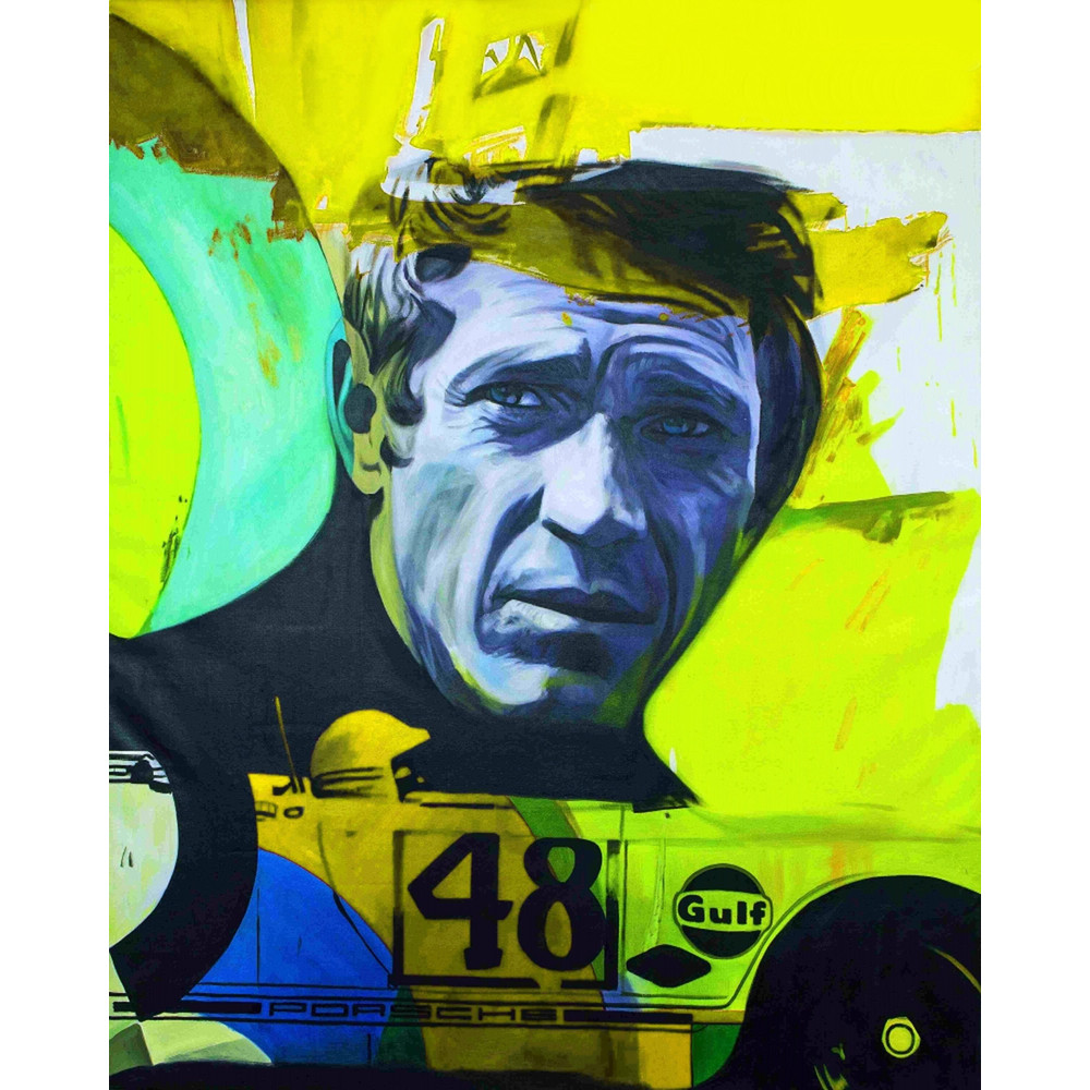 Hommage Steve McQueen is Neon Yellow up to 75x100 canvas print cinemaretrostencilmodern artXXL printscomtemporary artpop artdecorative.jpg
