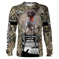 hunting with dog german shorthaired pointer duck pheasant hunting custom name and photo 3d all over print shirt, hoodie,