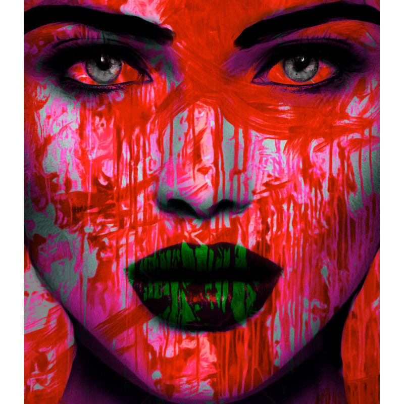 Just Face Series Red Green Lips Women Portrait Beauty Face Modern Art up to 75x100 Canvas PrintSalonExpressivePop ArtSensitive.jpg
