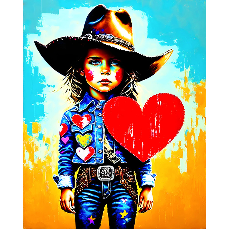 Little Cowboy Girl with Heart Banksy Homage 40 x 60 cm Gallery PrintAcrylic GlassIncl Aluminum Back FrameStreet ArtPop ArtWesternVintageLove.jpg