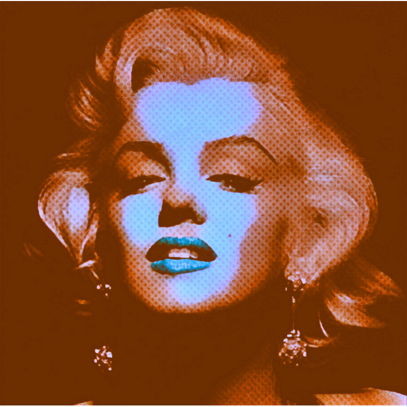 Marilyn Monroe Brown Blue Lips Pop Art Portrait 100 x 100 cm Canvas PrintPoster PaperAbstractModern ArtAlu DibondSilverAluStreet Art.jpg
