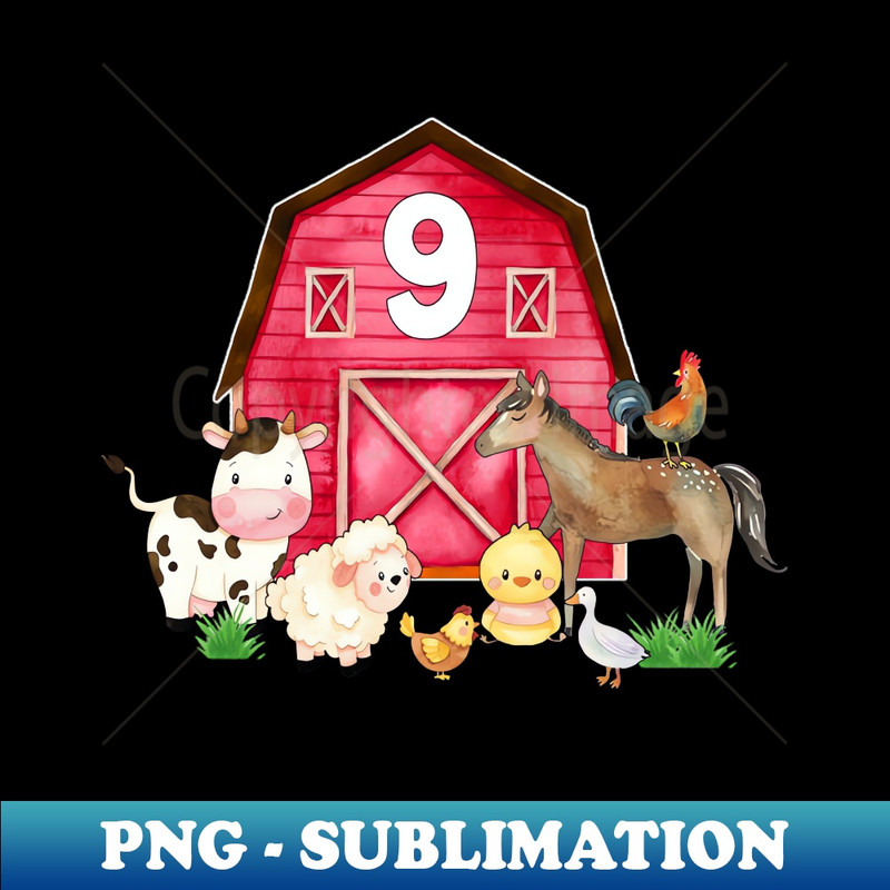 UU-13522_Farm Barnyard Theme Pig Cow Horse 9th Birthday 9 Yrs Old 7207.jpg