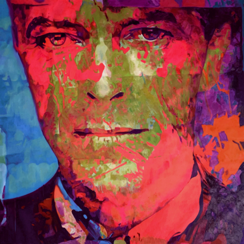 Motif David Bowie Red Scarf XXL formats up to 130 x 130 cm oil paintingacrylic paintingmusicrock musicpop artcontemporary artartXXL painting.jpg