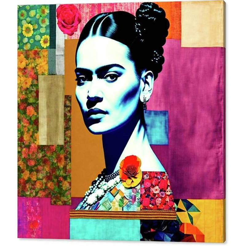 Motif Frida Kahlo Flora Collage Print Gallery Print Acrylic Glass Pop Art up to 150 x 150 cm Canvas PrintAbstractModern ArtArt Frame Black.jpg